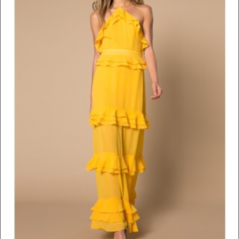 AFRM Violet Tiered Dress in Yellow